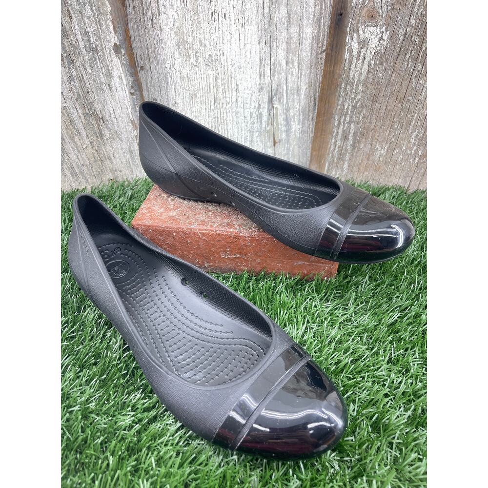 Crocs Cap Toe Black Ballet Flats Flats Women's 10